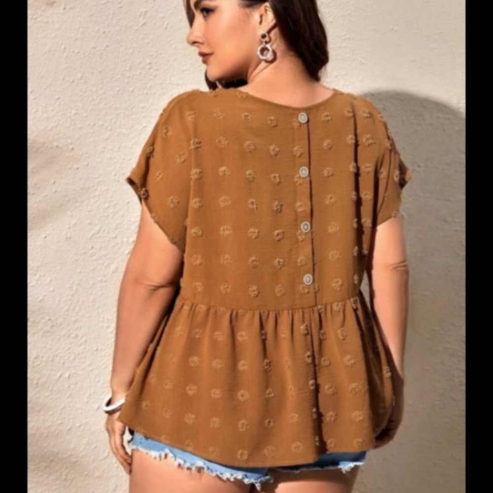 EUC Emery Rose Peplum Rust Color  Blouse Size XXL